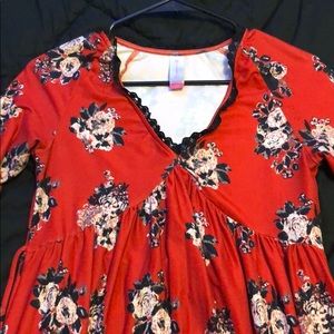 Red Babydoll top with float sleeves